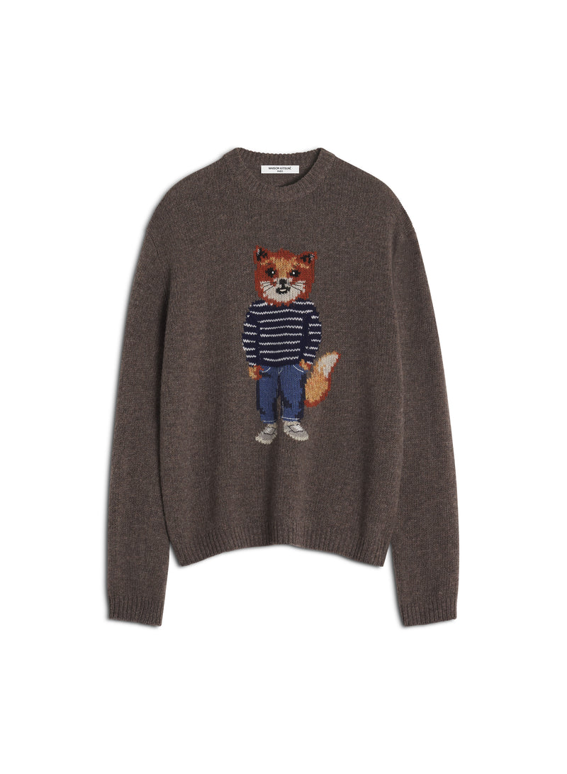 M Dark Grey Dresed Fox Intarsia Wool Jumper