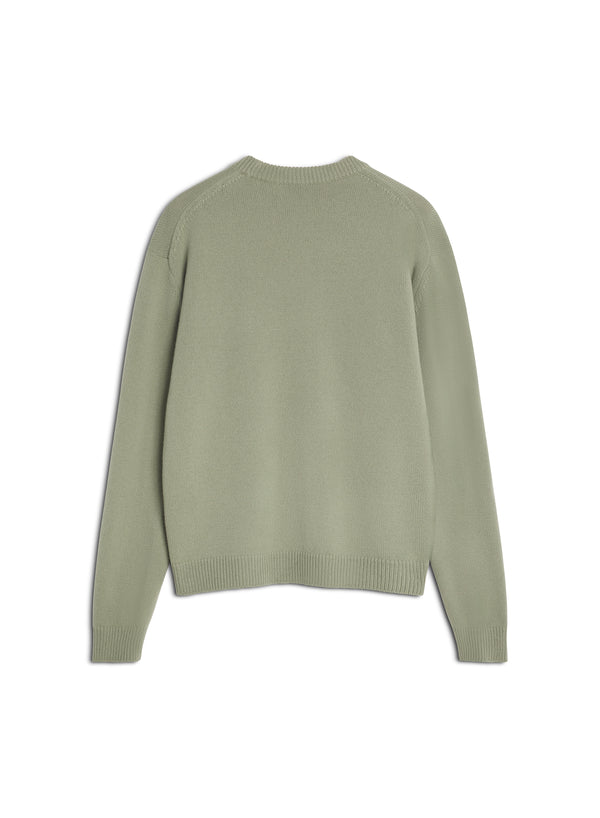 M Sage Green/Ecru Fox Head Intarsia Merino Jumper