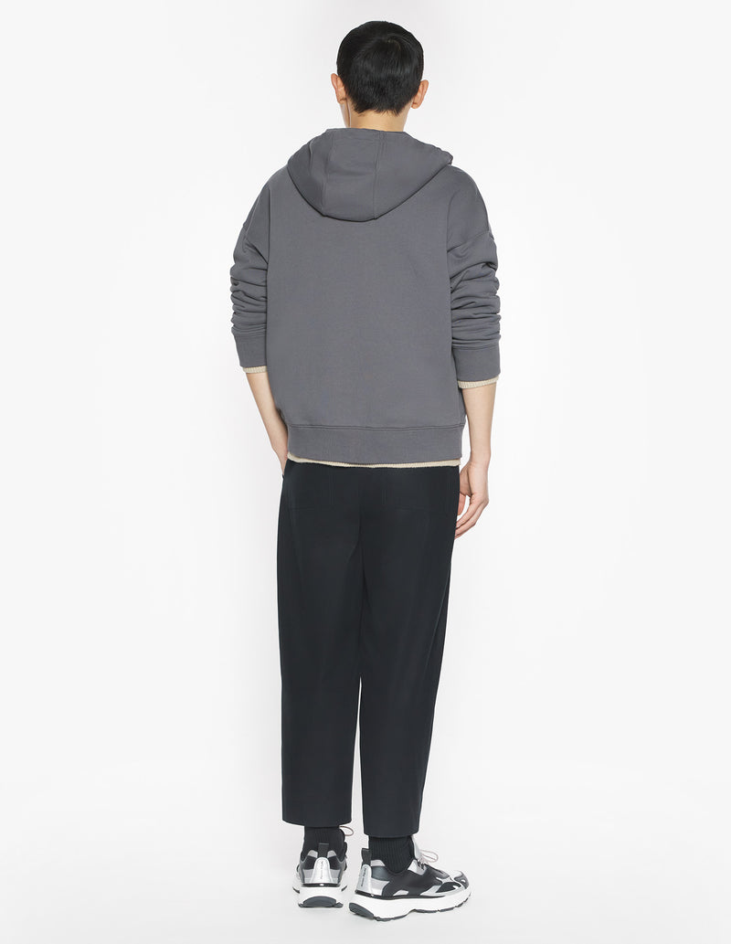 M Charcoal Fox Head Zipped Oversize Hoodie