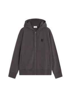 M Charcoal Fox Head Zipped Oversize Hoodie