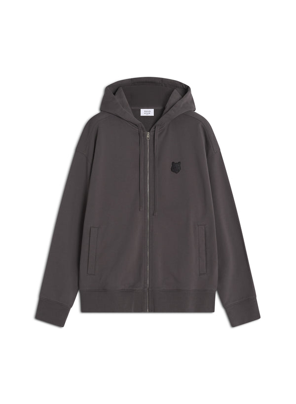 M Charcoal Fox Head Zipped Oversize Hoodie