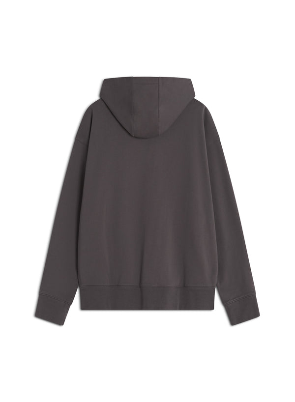 M Charcoal Fox Head Zipped Oversize Hoodie