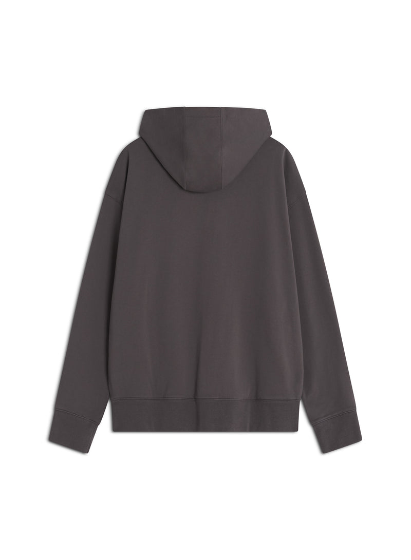 M Charcoal Fox Head Zipped Oversize Hoodie