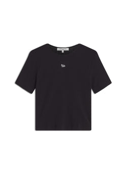 W Black Pointelle Baby Fox Baby Tshirt