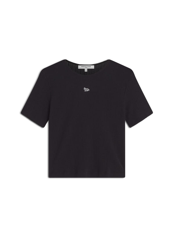 W Black Pointelle Baby Fox Baby Tshirt