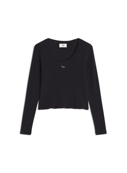 W Black Ribbed Baby Fox LS Tshirt