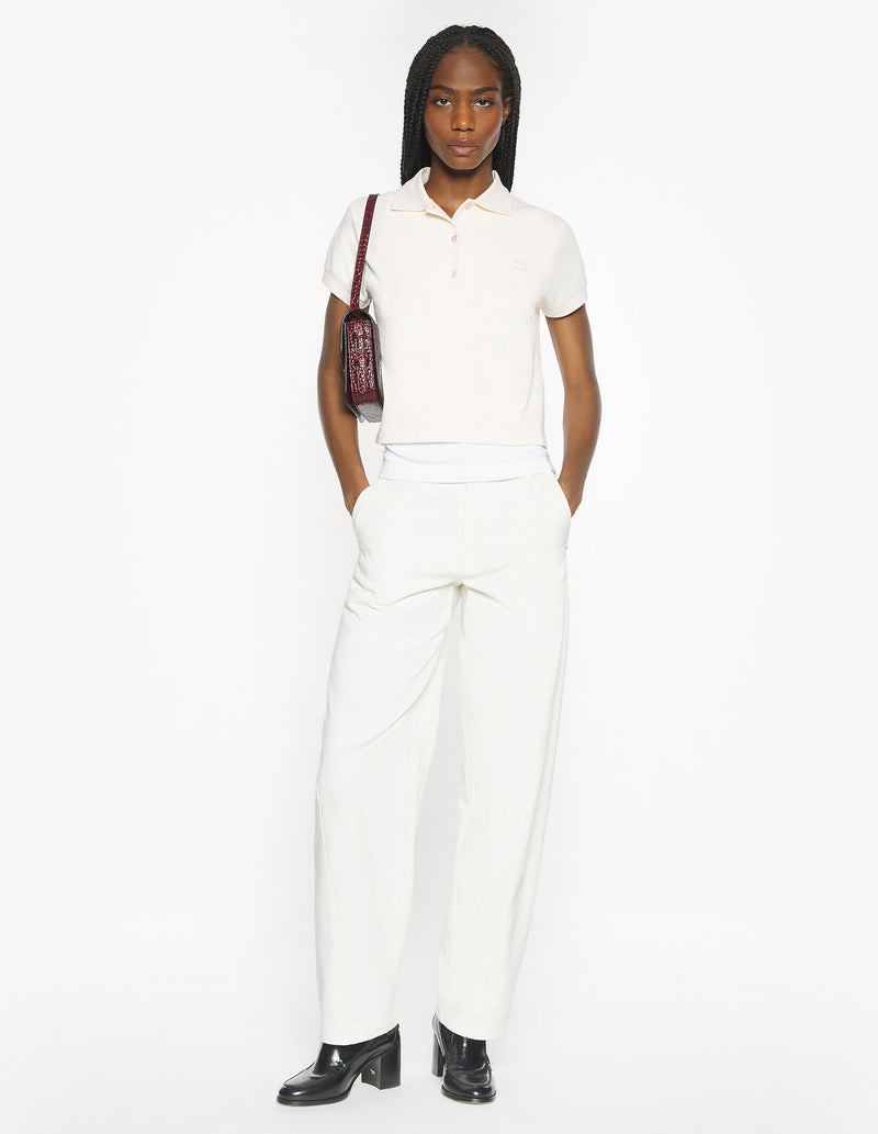 W Pearl Pink Baby Fox Cropped Polo