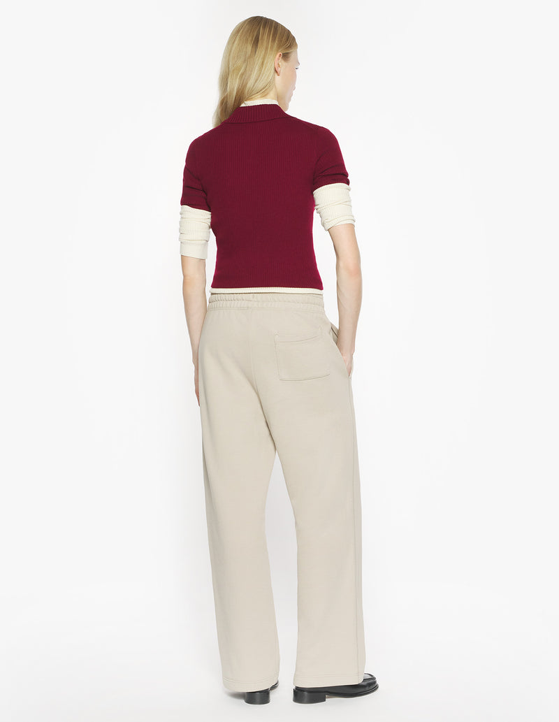 W Mahogany Red Baby Fox Fine Rib Wool Polo