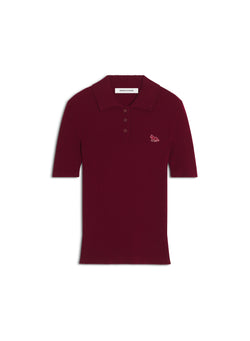 W Mahogany Red Baby Fox Fine Rib Wool Polo