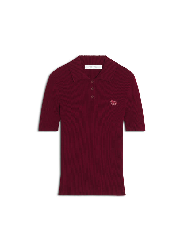 W Mahogany Red Baby Fox Fine Rib Wool Polo