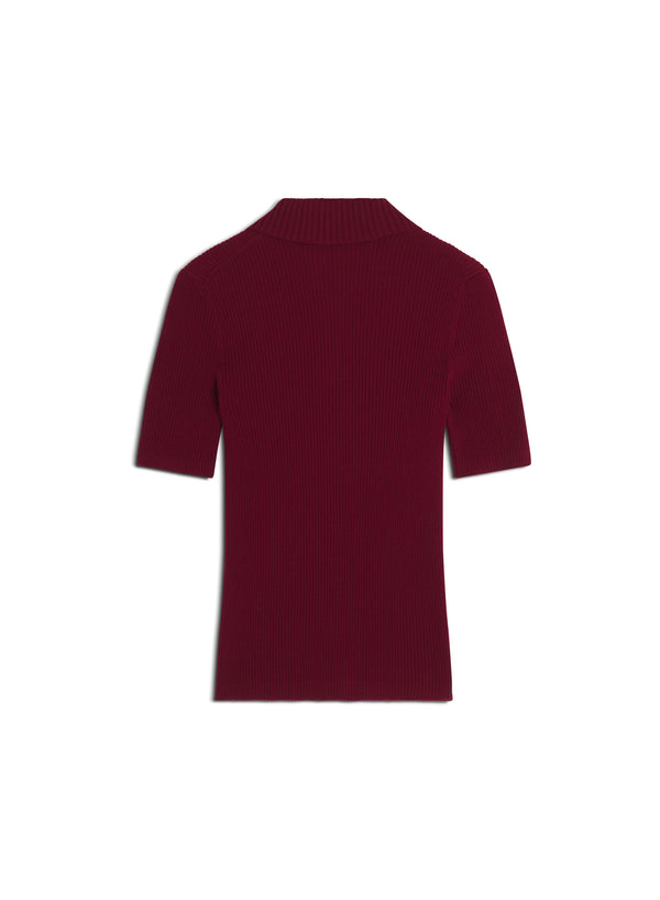W Mahogany Red Baby Fox Fine Rib Wool Polo