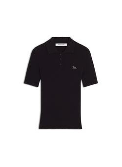 W Black Baby Fox Fine Rib Wool Polo