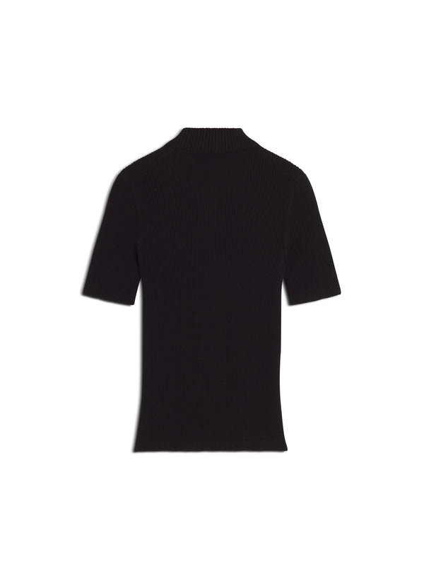 W Black Baby Fox Fine Rib Wool Polo