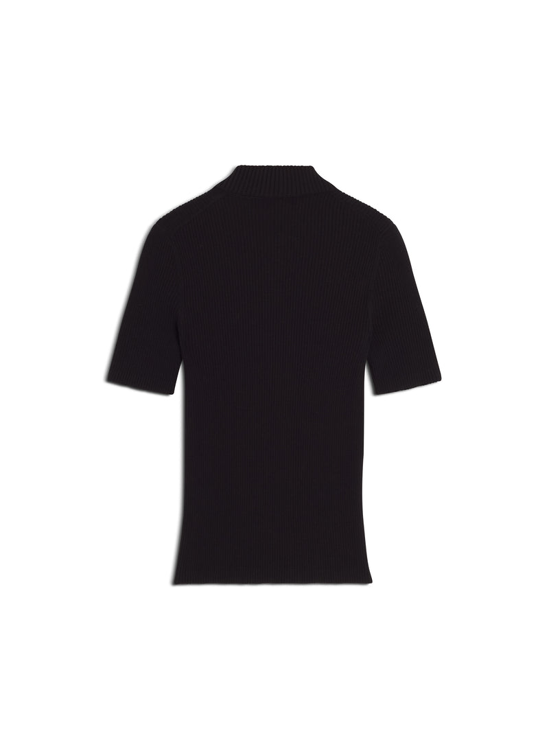 W Black Baby Fox Fine Rib Wool Polo