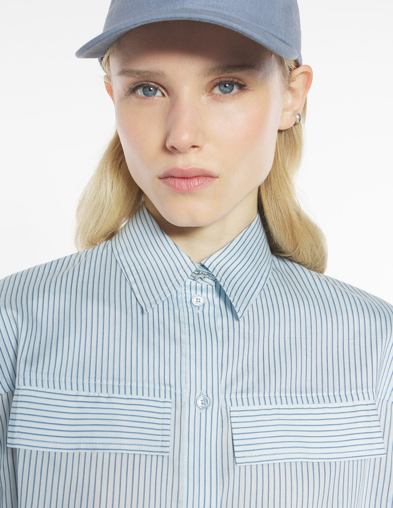 W Light Blue Boxy Cropped Shirt