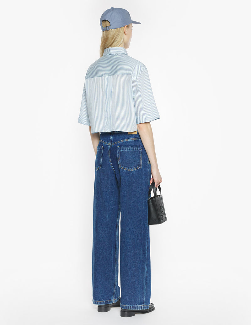 W Light Blue Boxy Cropped Shirt