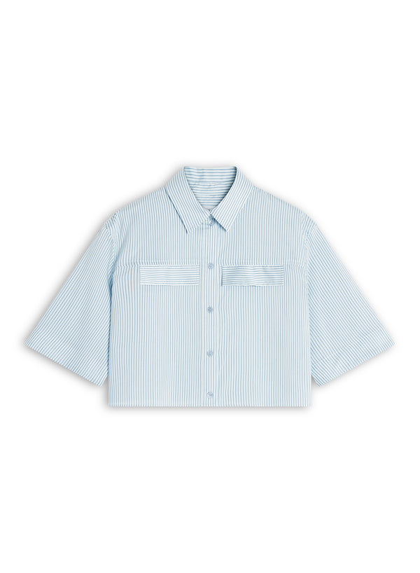 W Light Blue Boxy Cropped Shirt