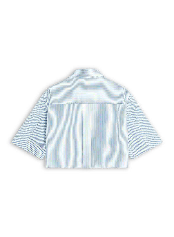 W Light Blue Boxy Cropped Shirt