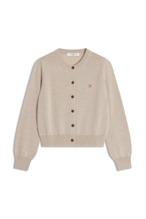 W Light Beige Baby Fox Merino Wool Regular Cardigan