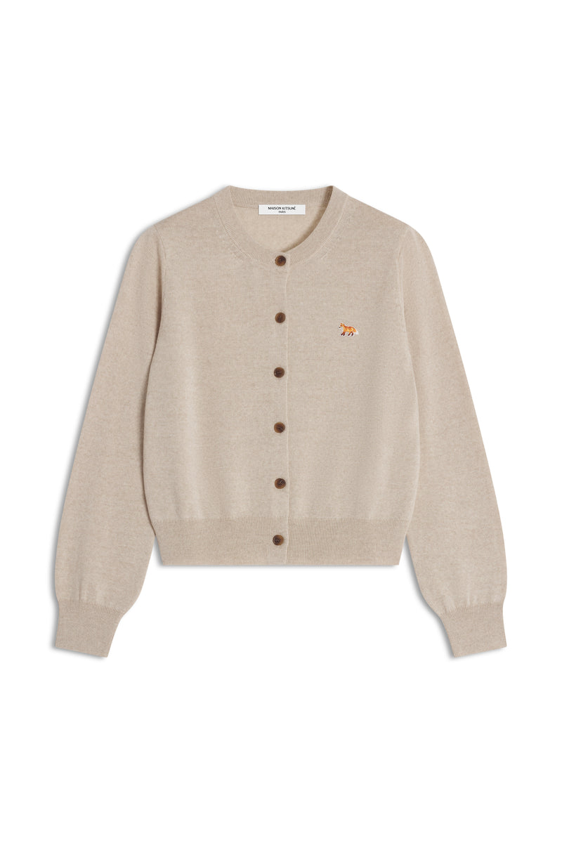 W Light Beige Baby Fox Merino Wool Regular Cardigan