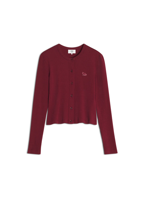 W Mahogany Red Baby Fox Ribbed Cardigan