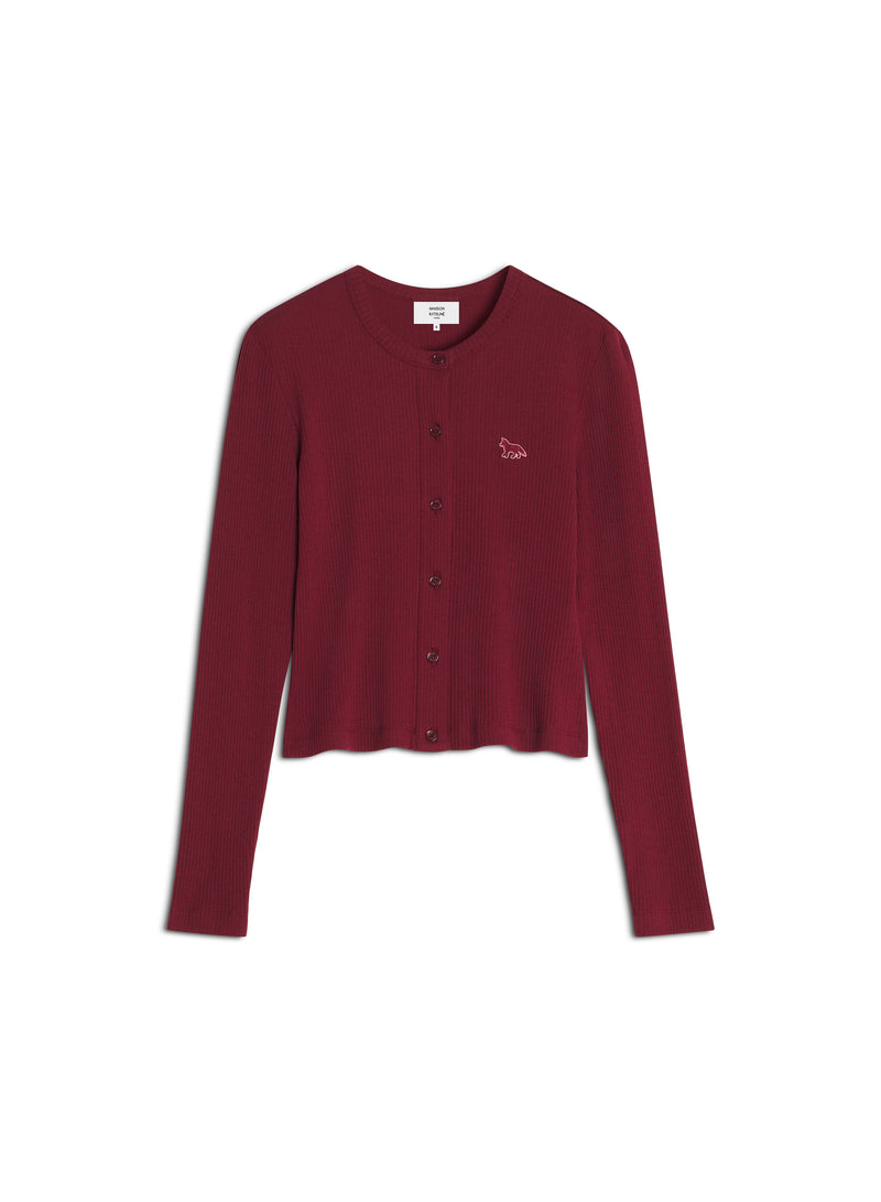 W Mahogany Red Baby Fox Ribbed Cardigan