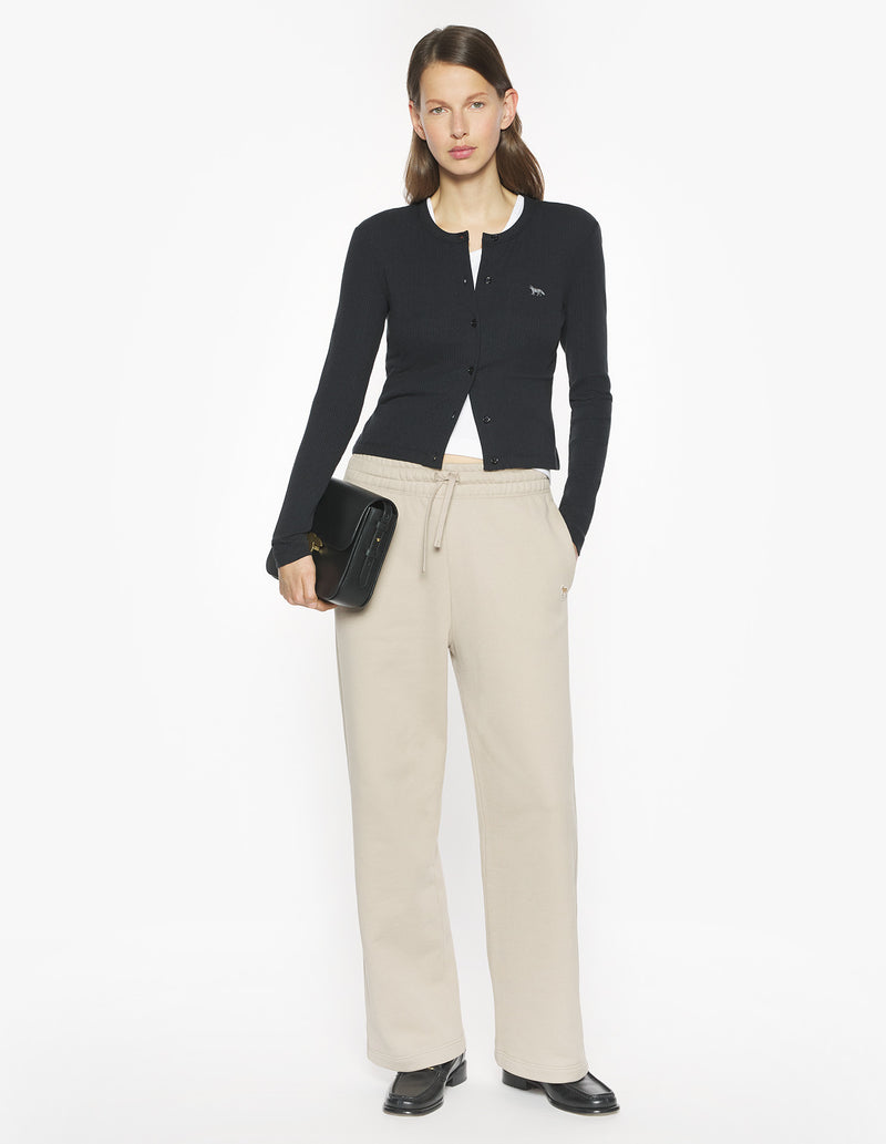 W Black Baby Fox Ribbed Cardigan