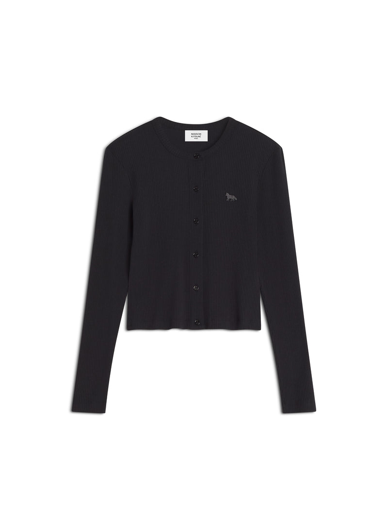W Black Baby Fox Ribbed Cardigan