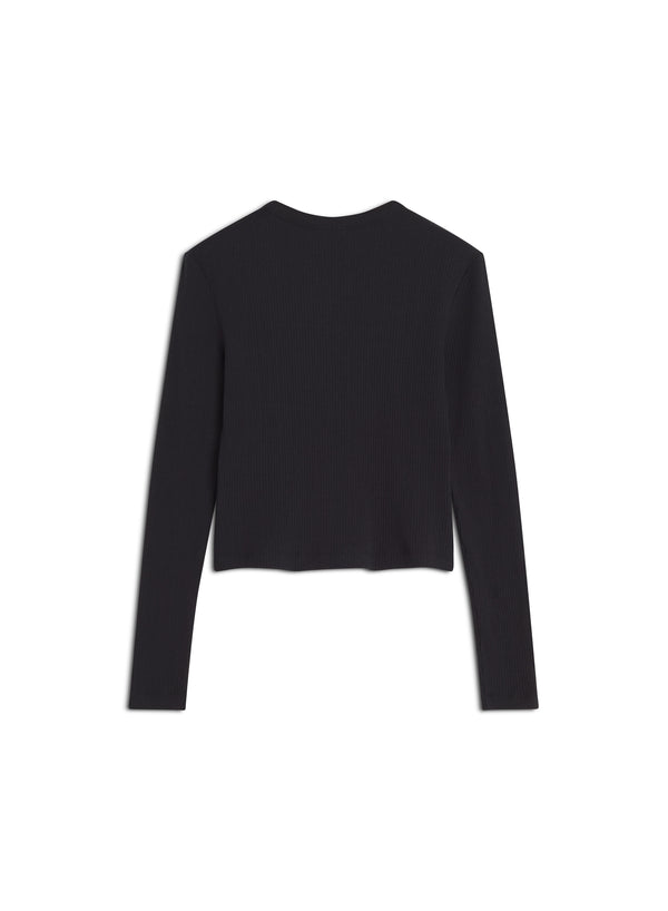 W Black Baby Fox Ribbed Cardigan