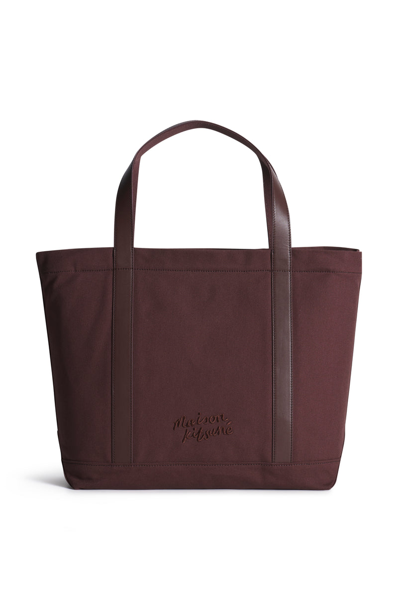 Brown Stone Leather Fox Head Large Tote