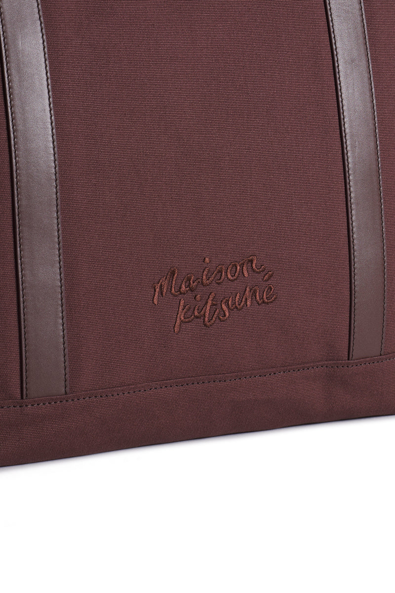 Brown Stone Leather Fox Head Large Tote