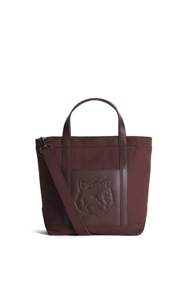 Brown Stone Leather Fox Head Small Tote