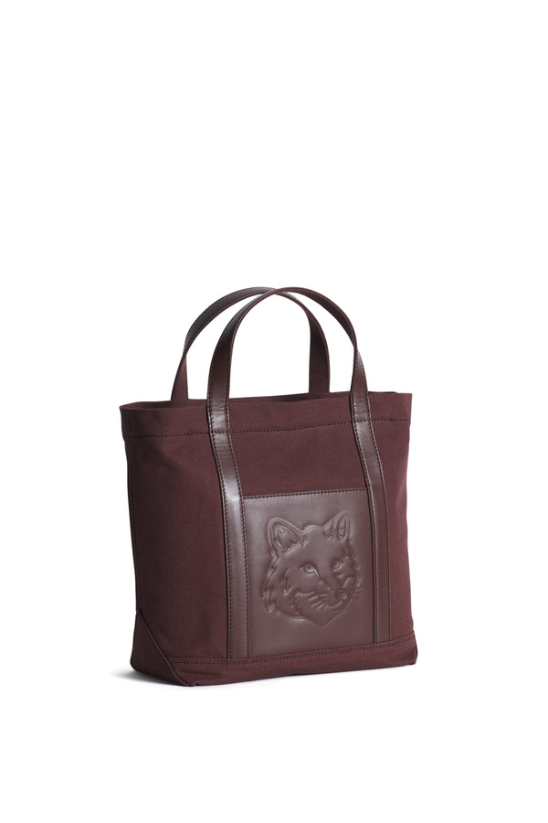 Brown Stone Leather Fox Head Small Tote