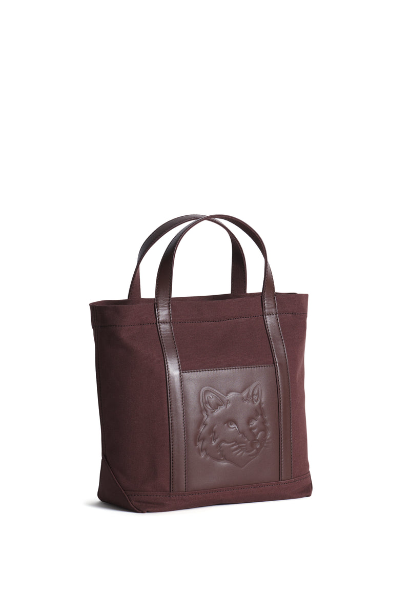 Brown Stone Leather Fox Head Small Tote