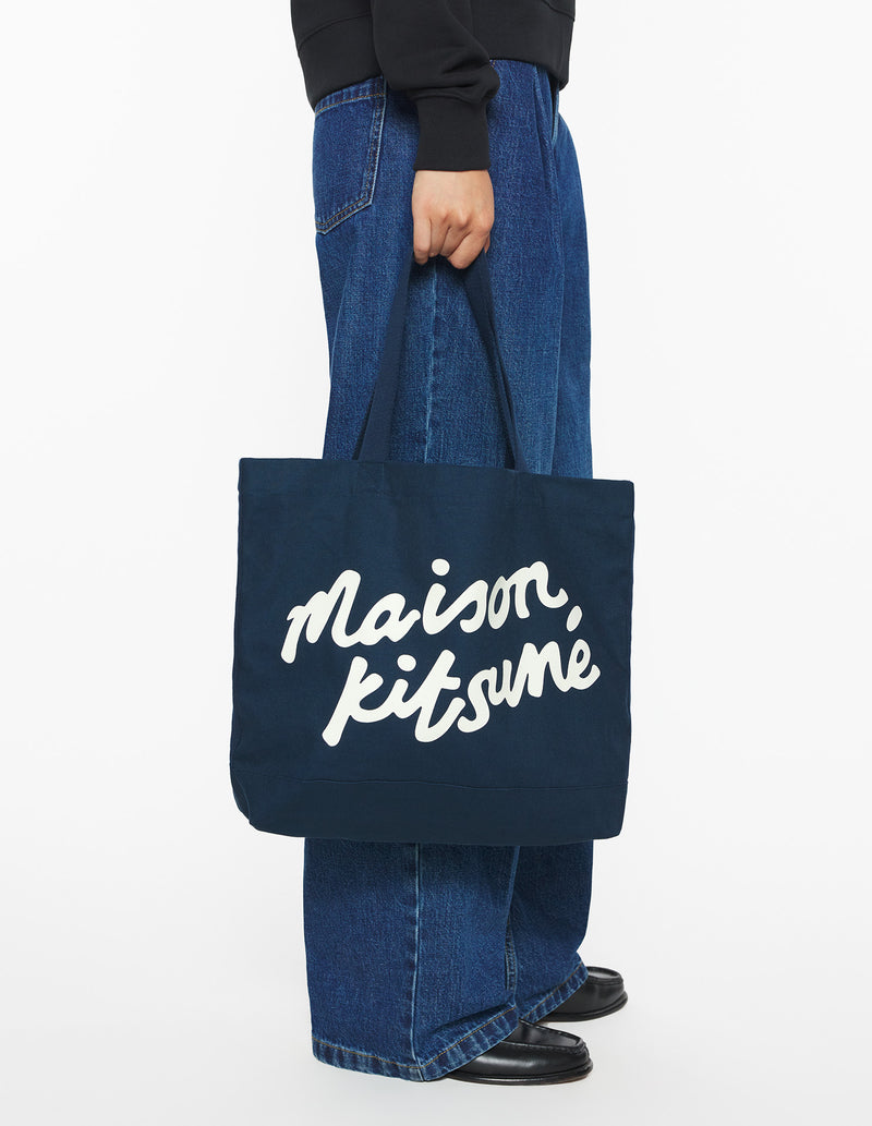 Navy Maison Kitsune Handwriting Tote
