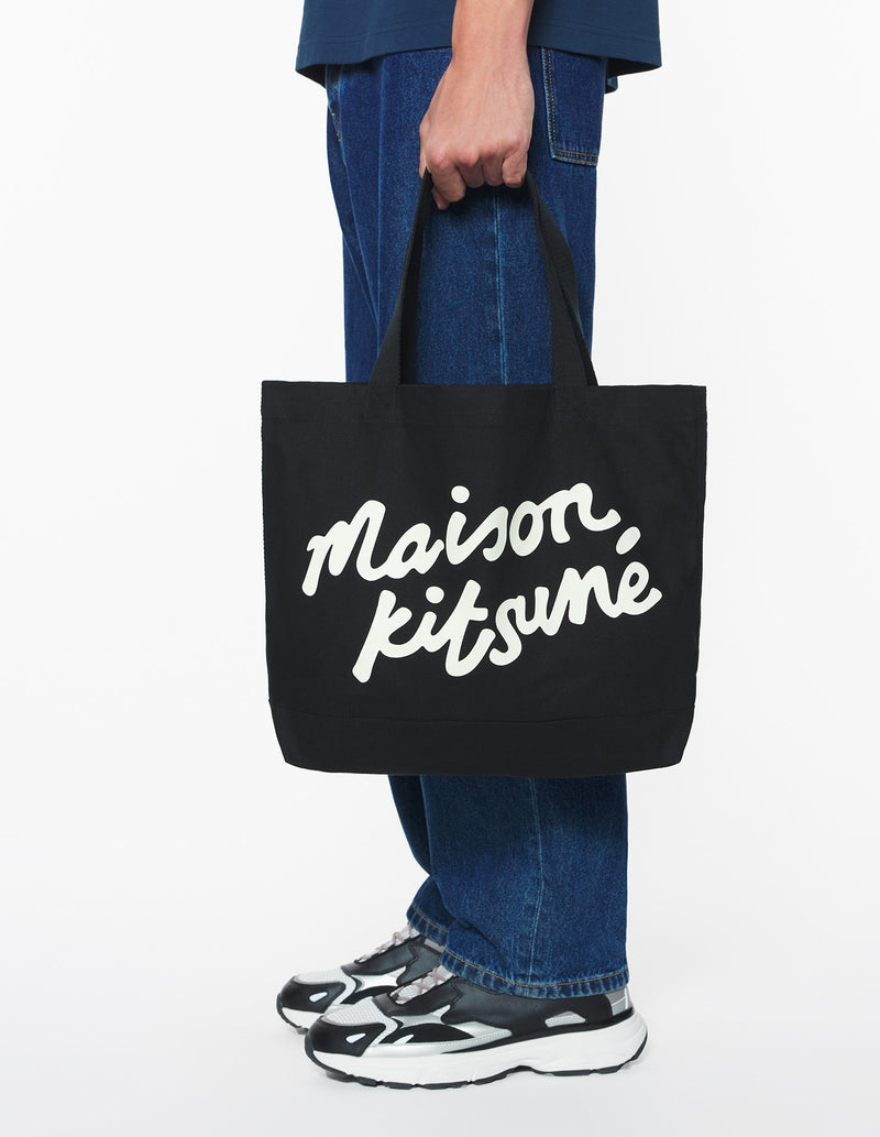 Black Maison Kitsune Handwriting Tote