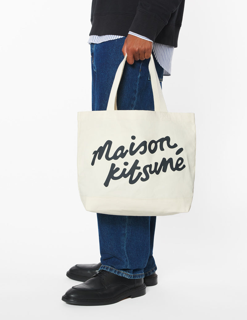 Ecru Maison Kitsune Handwriting Tote