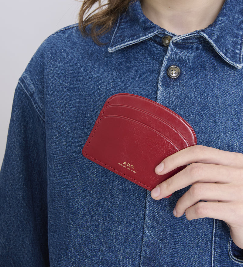 Red Crinkled Demi Lune Cardholder