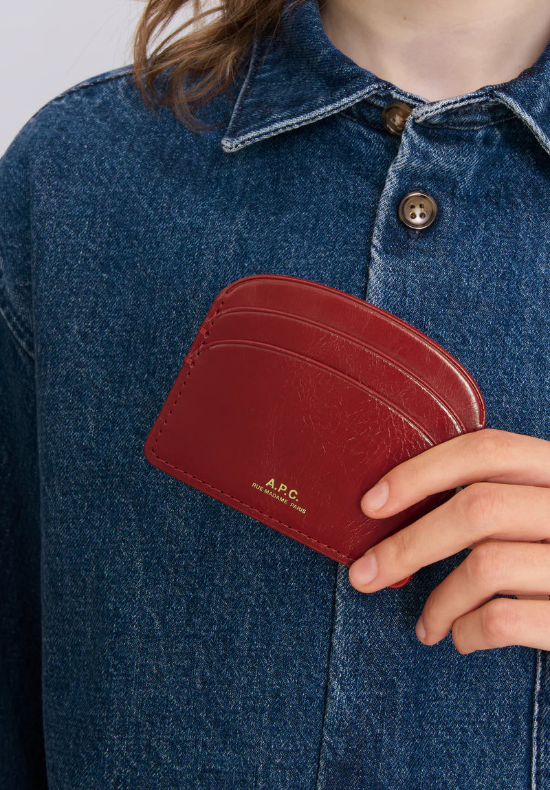 Red Crinkled Demi Lune Cardholder
