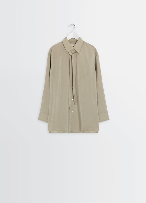Natural Clay Dry Silk Long Shirt With Tie