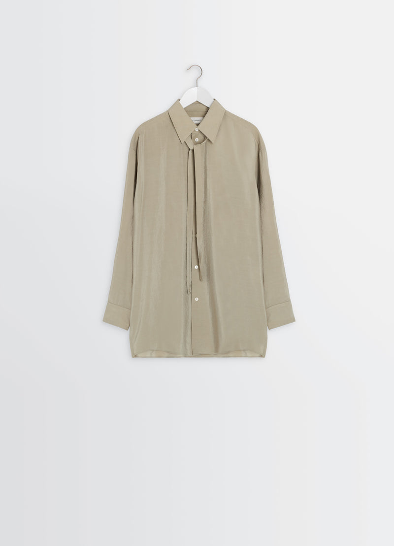 Natural Clay Dry Silk Long Shirt With Tie