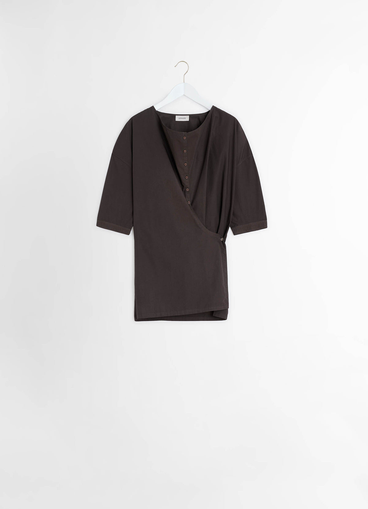 【LEMAIRE】ブラック Short Sleeve ヘンリーネック トップス Jet Black Boxy Short Sleeve T-shirt | LEMAIRE
