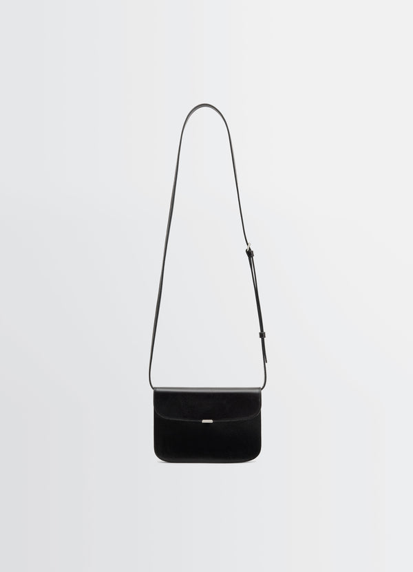 Black Glossy Leather Soft Tab Wallet On Strap