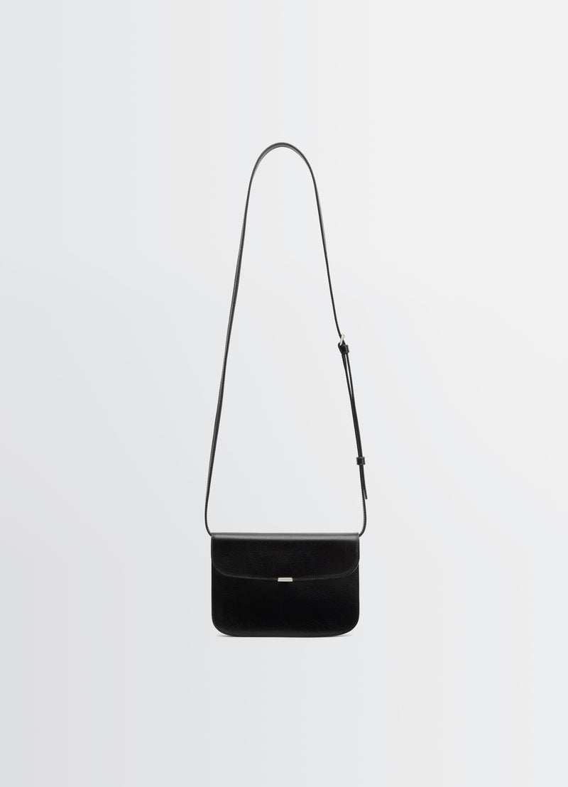 Black Glossy Leather Soft Tab Wallet On Strap