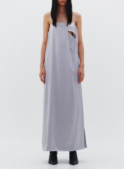 Silver Slit Sleeveless Dress