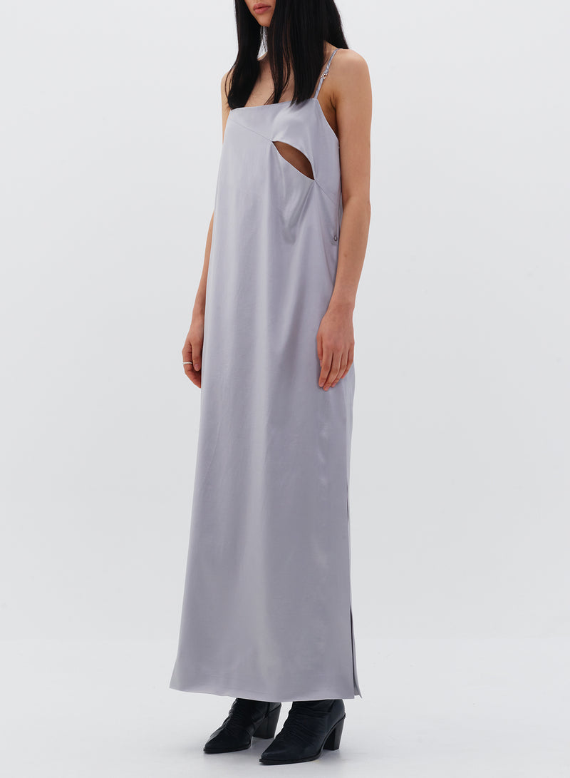 Silver Slit Sleeveless Dress
