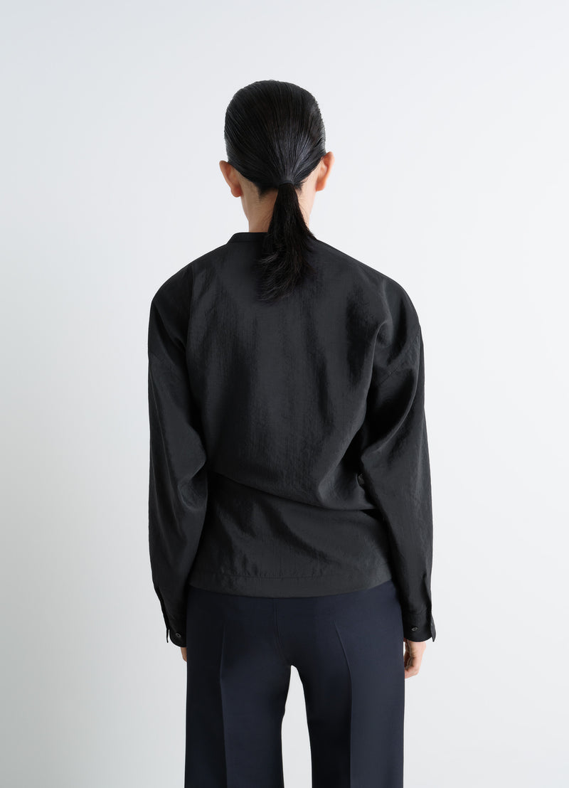 Black Dry Silk Twisted Top