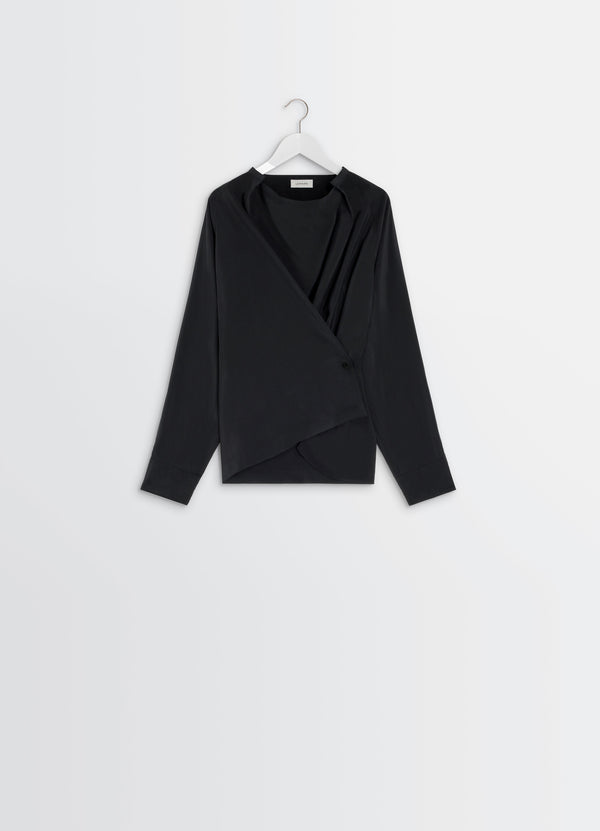 Black Dry Silk Twisted Top