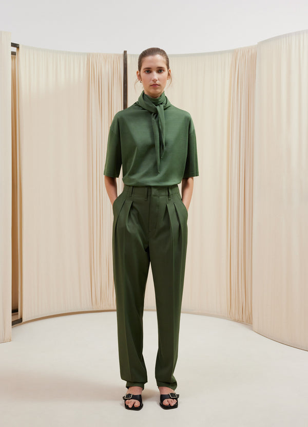 Zara high-waisted tailored green trousers – Manifesto Woman