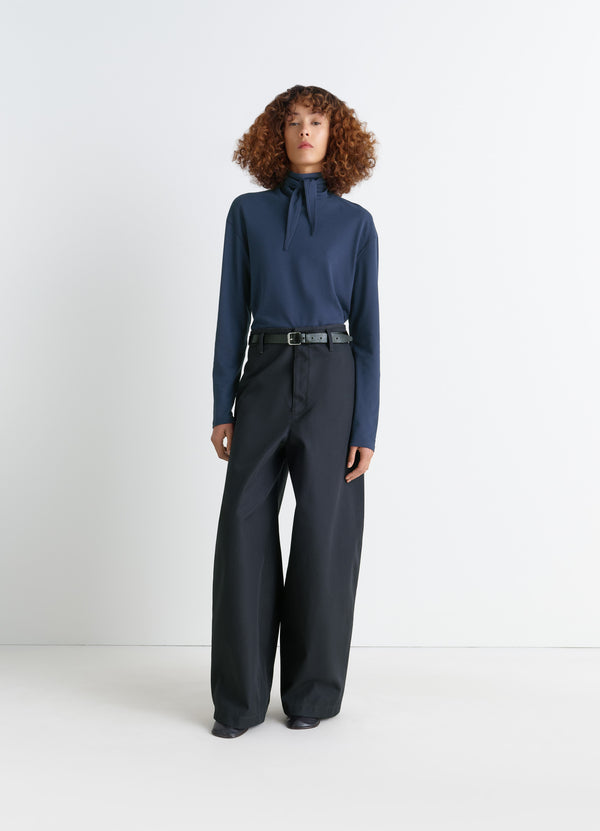 Dark Indigo Long Sleeve Foulard Top